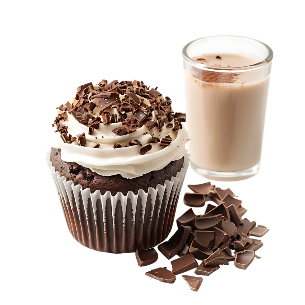 Isolated Cupcake with cocoa white cream sprinkles coffee milk on transparent background png