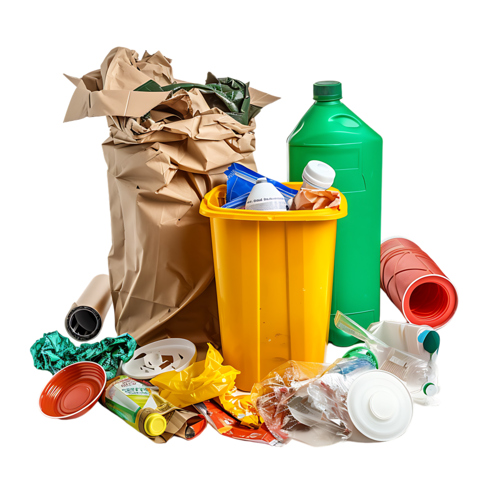 Package for rubbish household supplies for waste throw isolated on transparent background png