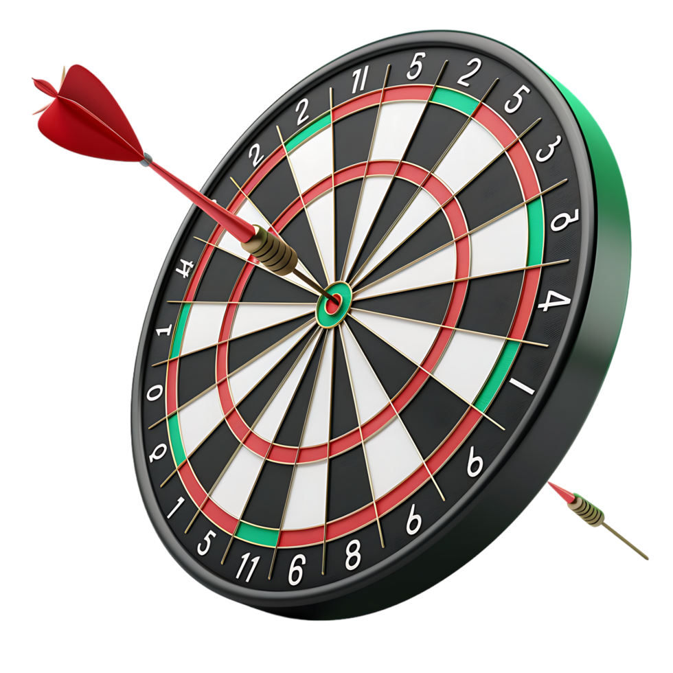 Dart board for target with bullseye arrow 3d icon on transparent background generated Ai png