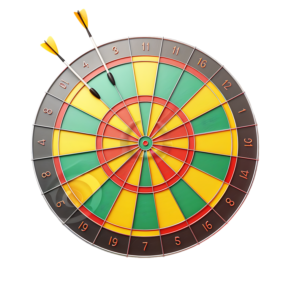 Dart board for target with bullseye arrow 3d icon on transparent background generated Ai png