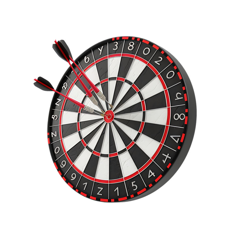 Dart board for target with bullseye arrow 3d icon on transparent background generated Ai png