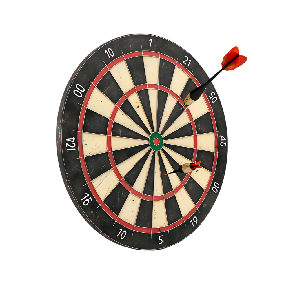 Dart board for target with bullseye arrow 3d icon on transparent background generated Ai png