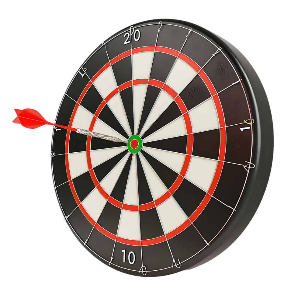 Dart board for target with bullseye arrow 3d icon on transparent background generated Ai png