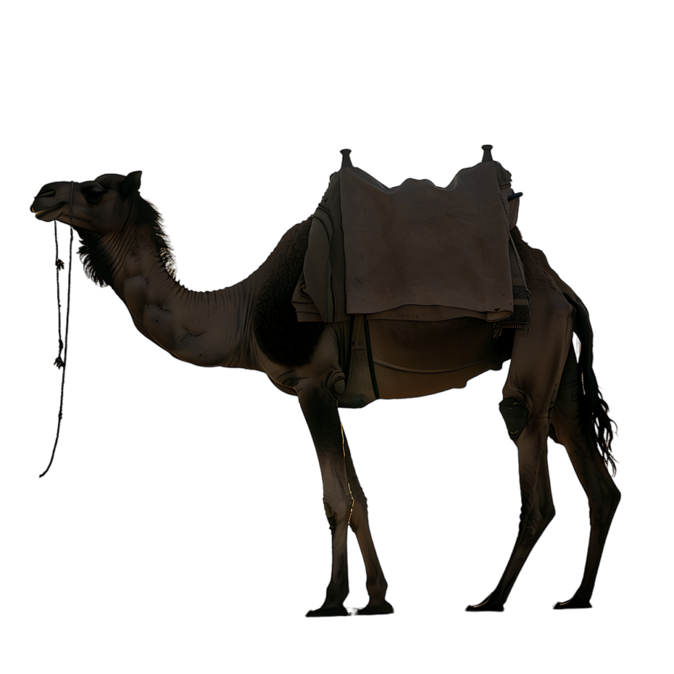 Camel silhouette Arabian pattern set against transparent background png