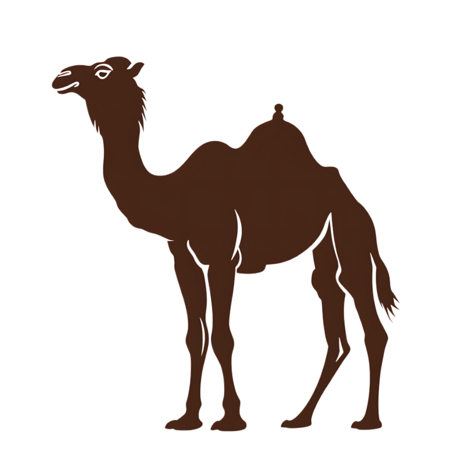 Camel silhouette Arabian pattern set against transparent background png