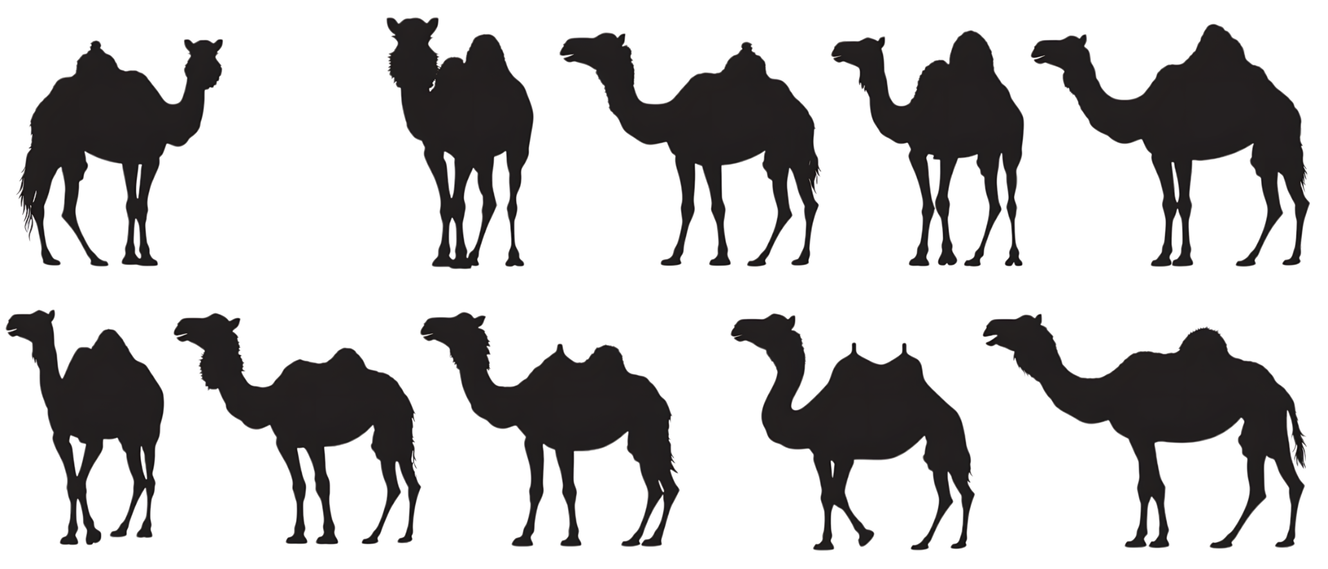Camel silhouette Arabian pattern set against transparent background png