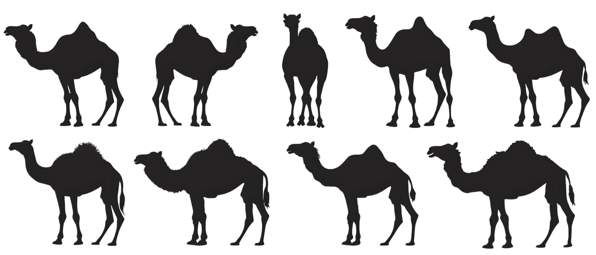 Camel silhouette Arabian pattern set against transparent background png