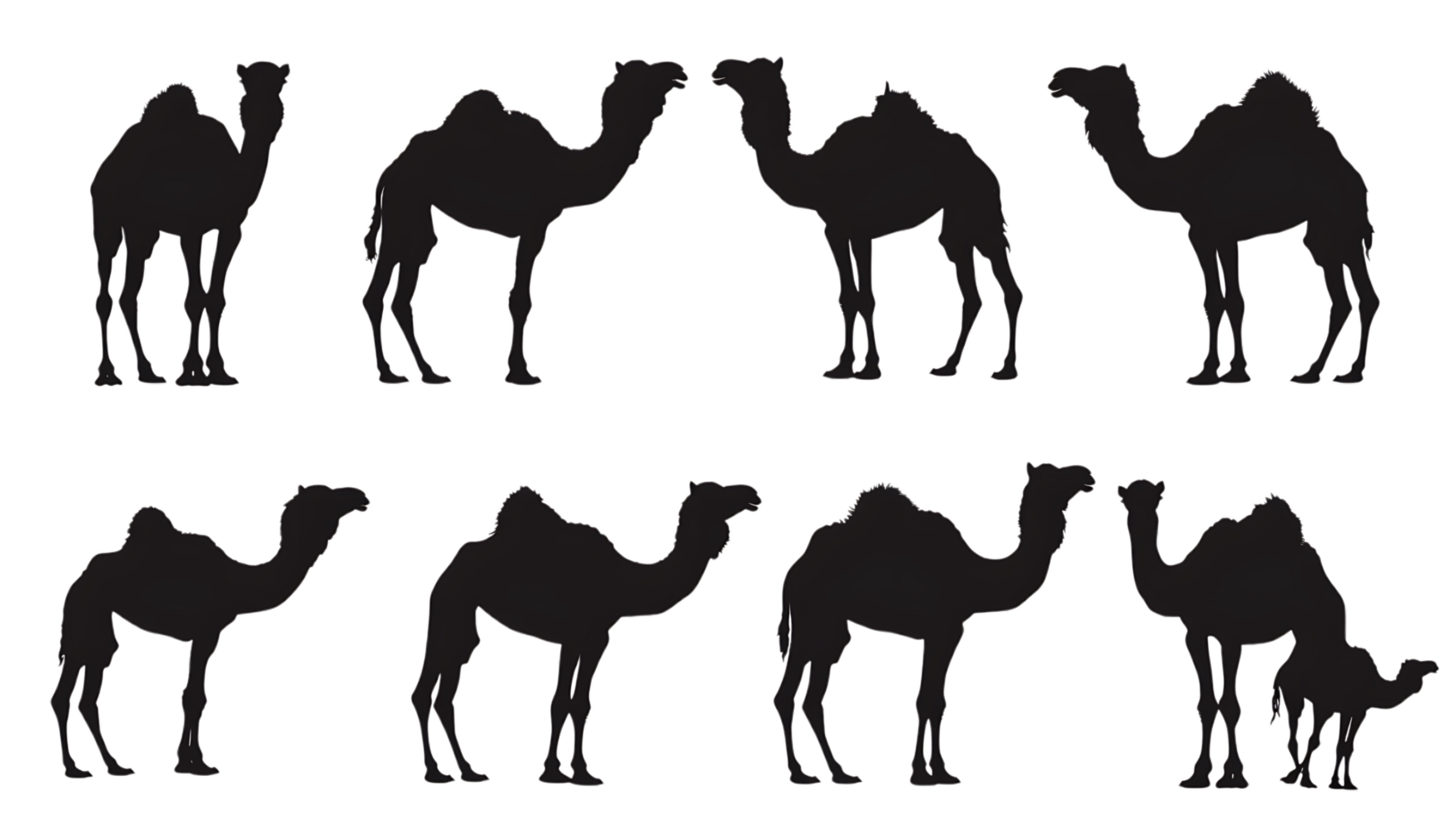 Camel silhouette Arabian pattern set against transparent background png