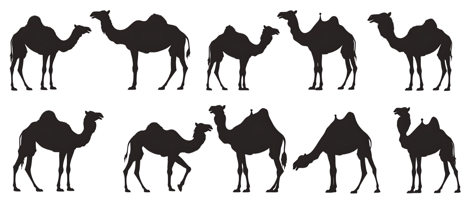 Camel silhouette Arabian pattern set against transparent background png
