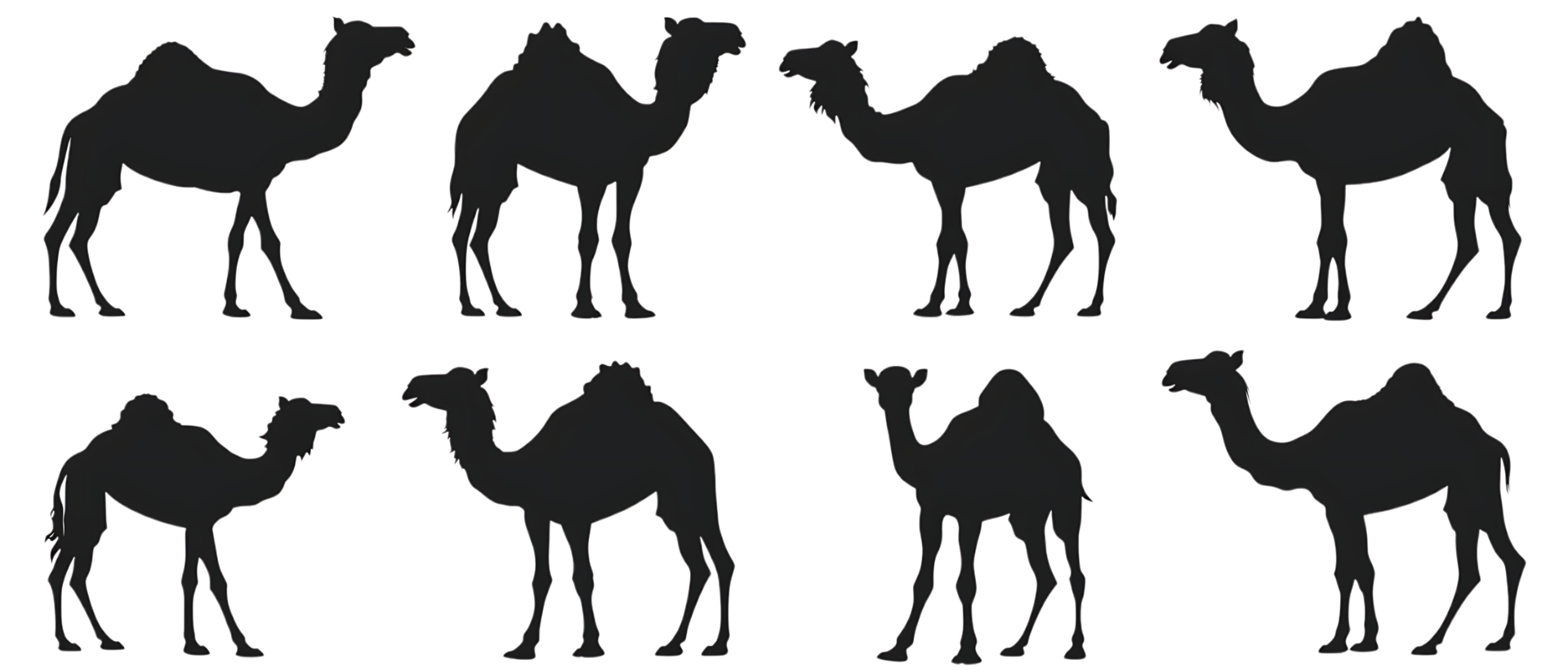 Camel silhouette Arabian pattern set against transparent background png