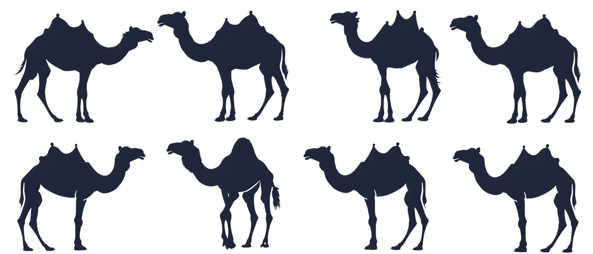 Camel silhouette Arabian pattern set against transparent background png