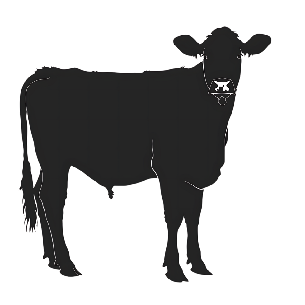 Cow silhouette Arabian pattern set against transparent background png