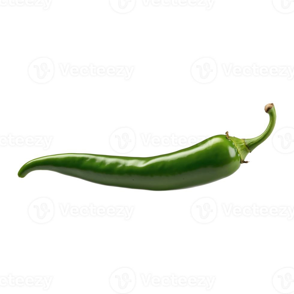 Pure Heat Green Chili Isolated on Transparent Background png