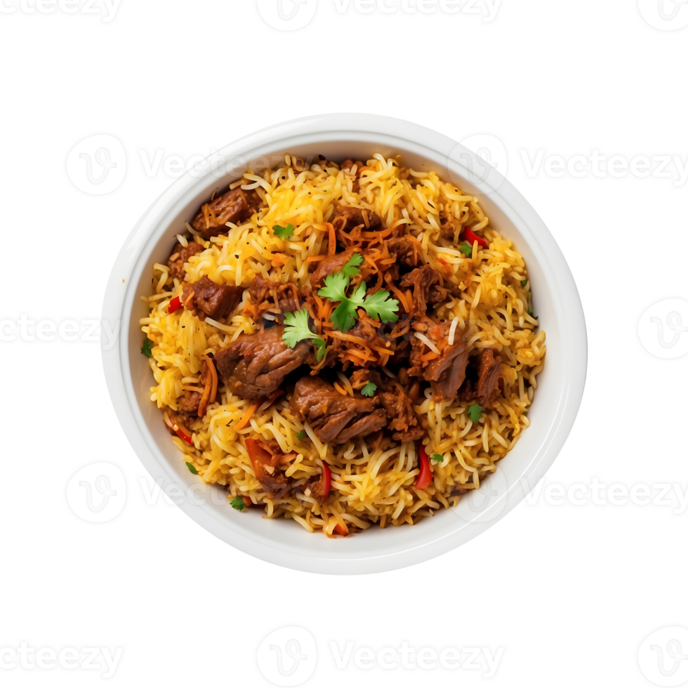 Iftar Special Delicious Beef Biryani Isolated on a Transparent Background png
