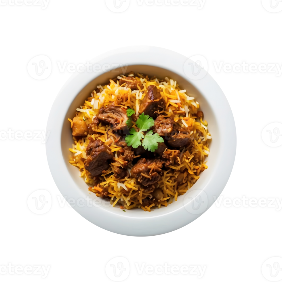 Rich and Spicy Delicious Beef Biryani Isolated on a Transparent Background png