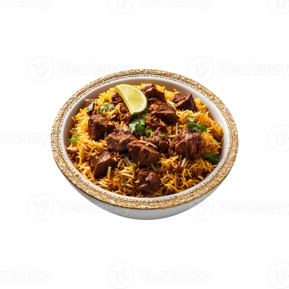 Aromatic Feast Delicious Beef Biryani Isolated on a Transparent Background png