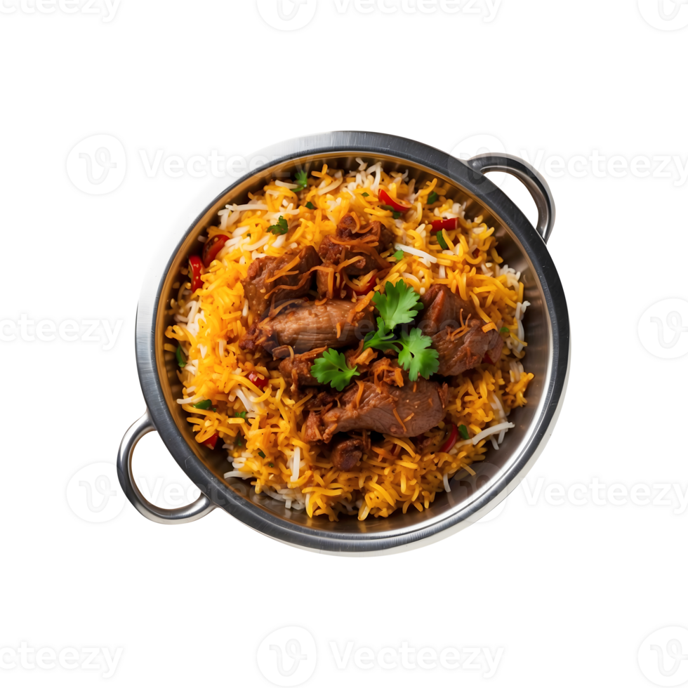 A Hot Tasty Tradition Delicious Beef Biryani Isolated on a Transparent Background png