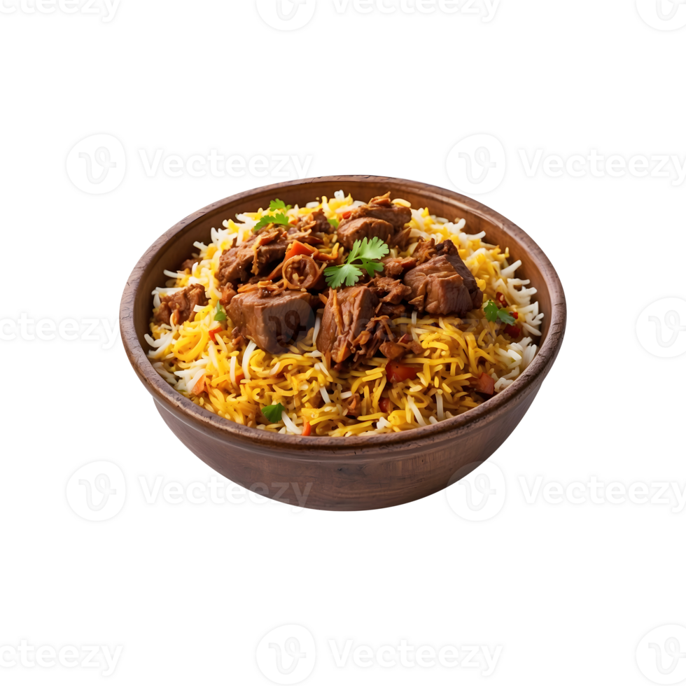 Sumptuous Serving Delicious Beef Biryani Isolated on a Transparent Background png