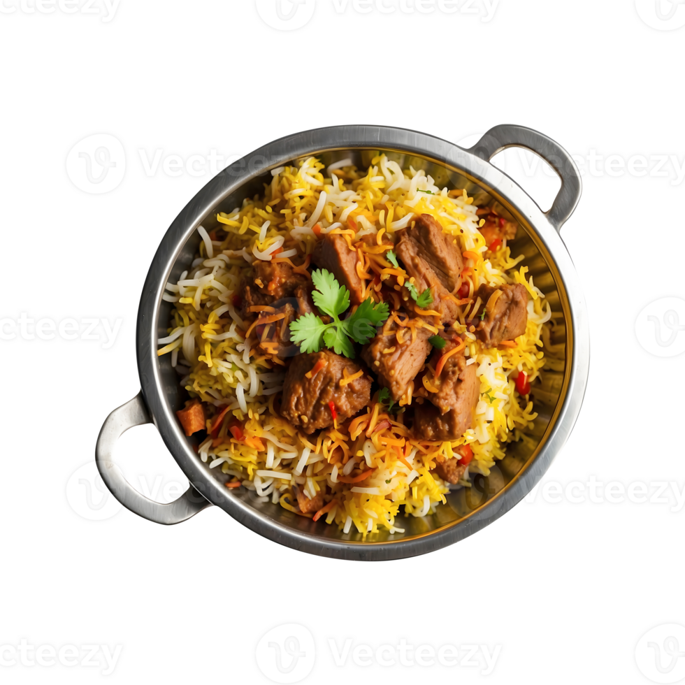 Rich and Spicy Delicious Beef Biryani Isolated on a Transparent Background png
