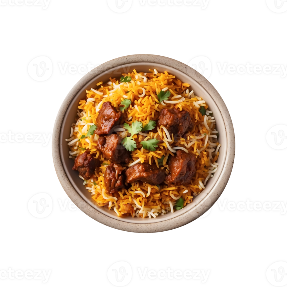Ramadan Feast Delicious Beef Biryani Isolated on a Transparent Background png