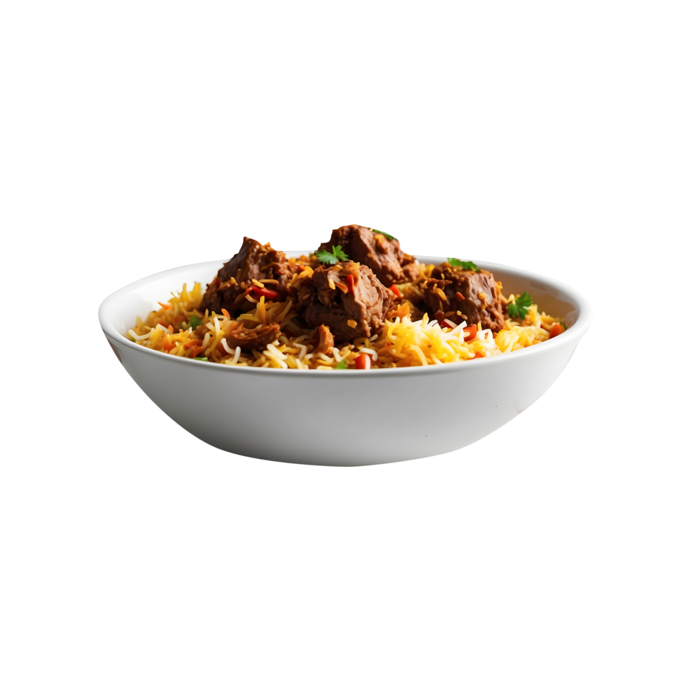 Aromatic Feast Delicious Beef Biryani Isolated on a Transparent Background png