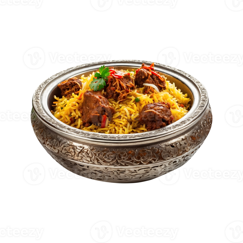 Dinner Delight Delicious Beef Biryani Isolated on a Transparent Background png