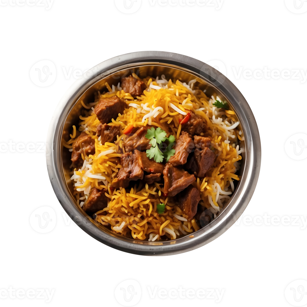 Dinner Delight Delicious Beef Biryani Isolated on a Transparent Background png
