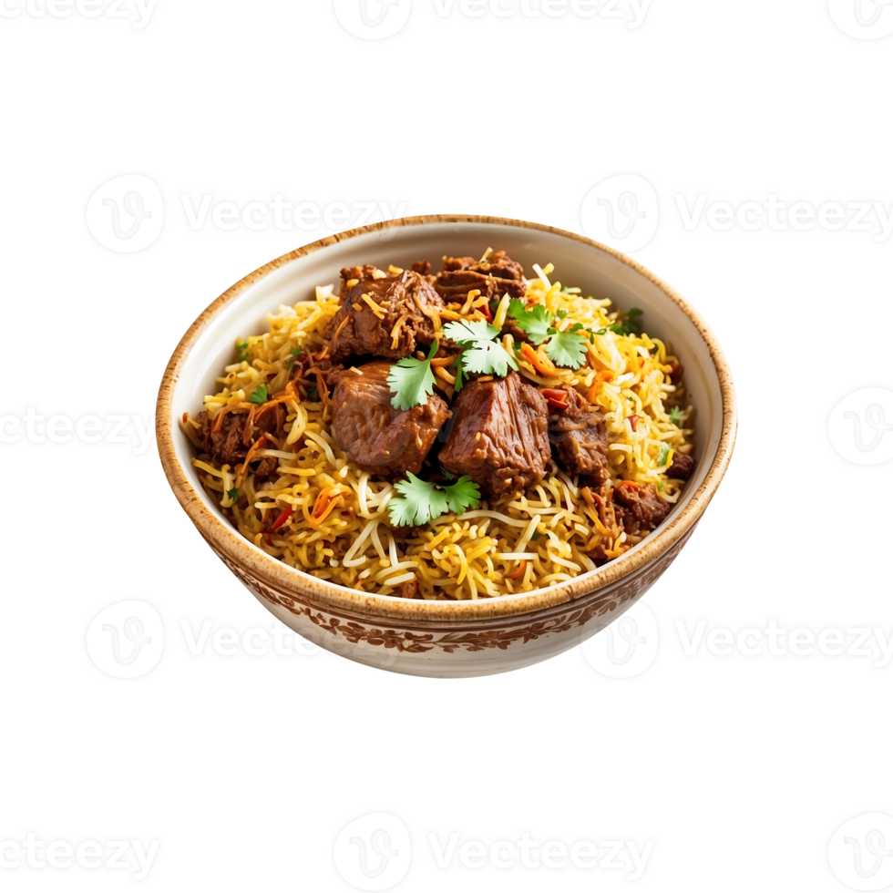 Aromatic Feast Delicious Beef Biryani Isolated on a Transparent Background png