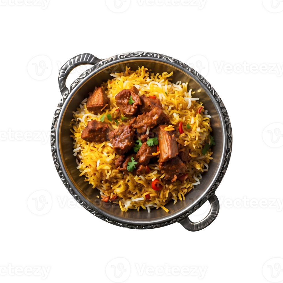 Rich and Spicy Delicious Beef Biryani Isolated on a Transparent Background png