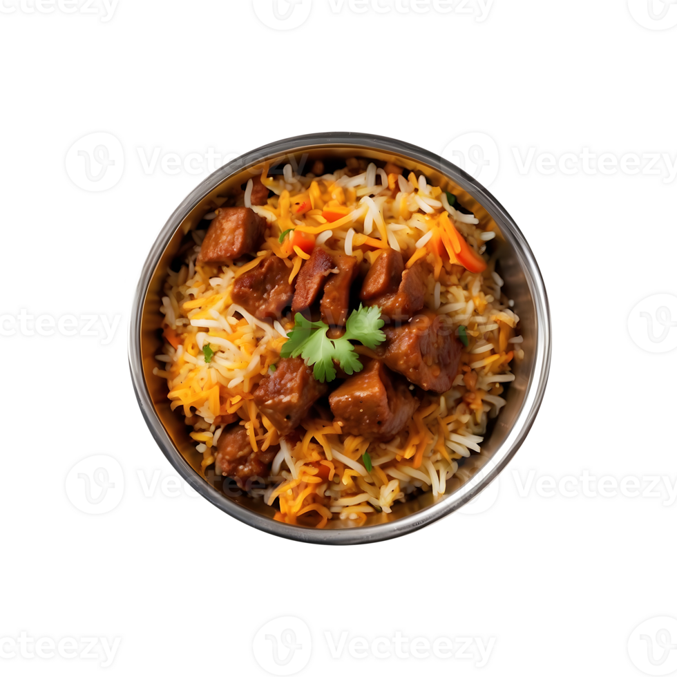 Iftar Special Delicious Beef Biryani Isolated on a Transparent Background png