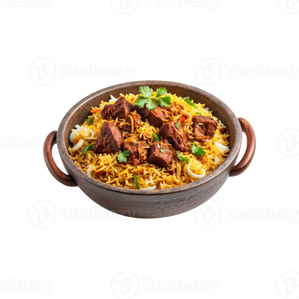 Aromatic Feast Delicious Beef Biryani Isolated on a Transparent Background png