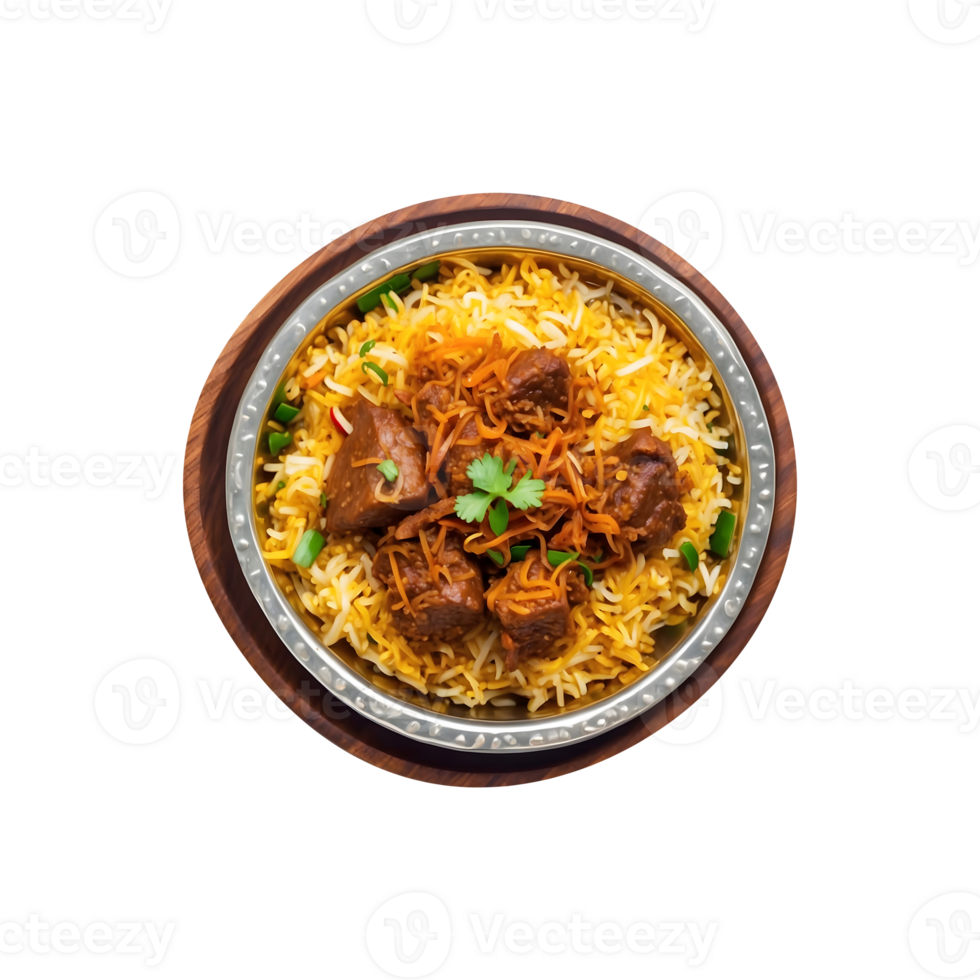 Gourmet Indian Delicious Beef Biryani Isolated on a Transparent Background png