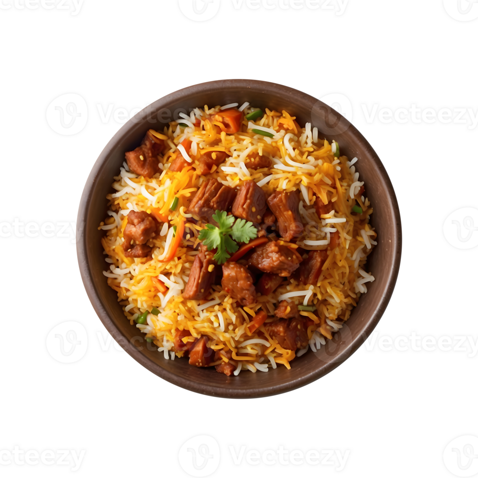 Rich and Spicy Delicious Beef Biryani Isolated on a Transparent Background png