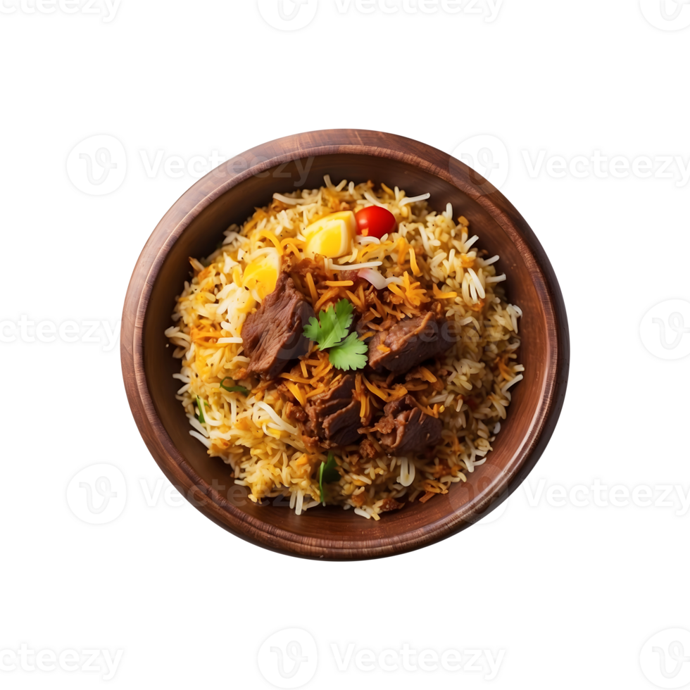 Iftar Special Delicious Beef Biryani Isolated on a Transparent Background png