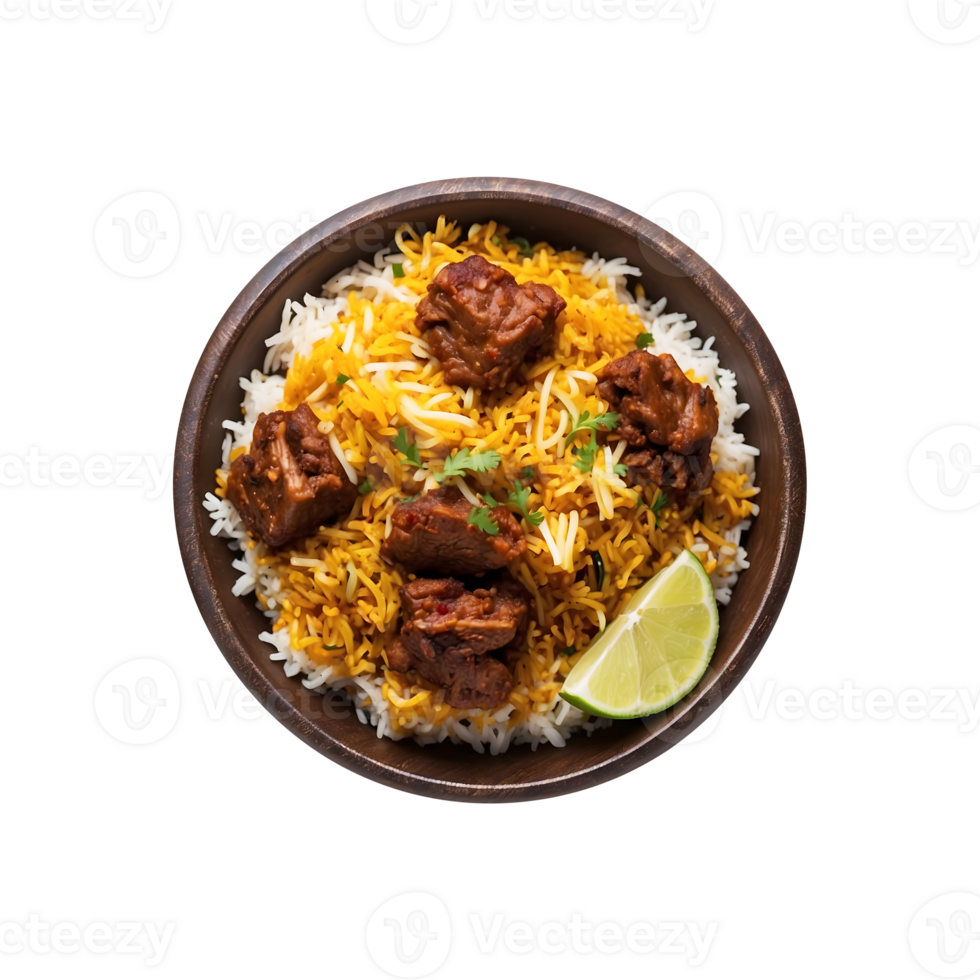 A Hot Tasty Tradition Delicious Beef Biryani Isolated on a Transparent Background png
