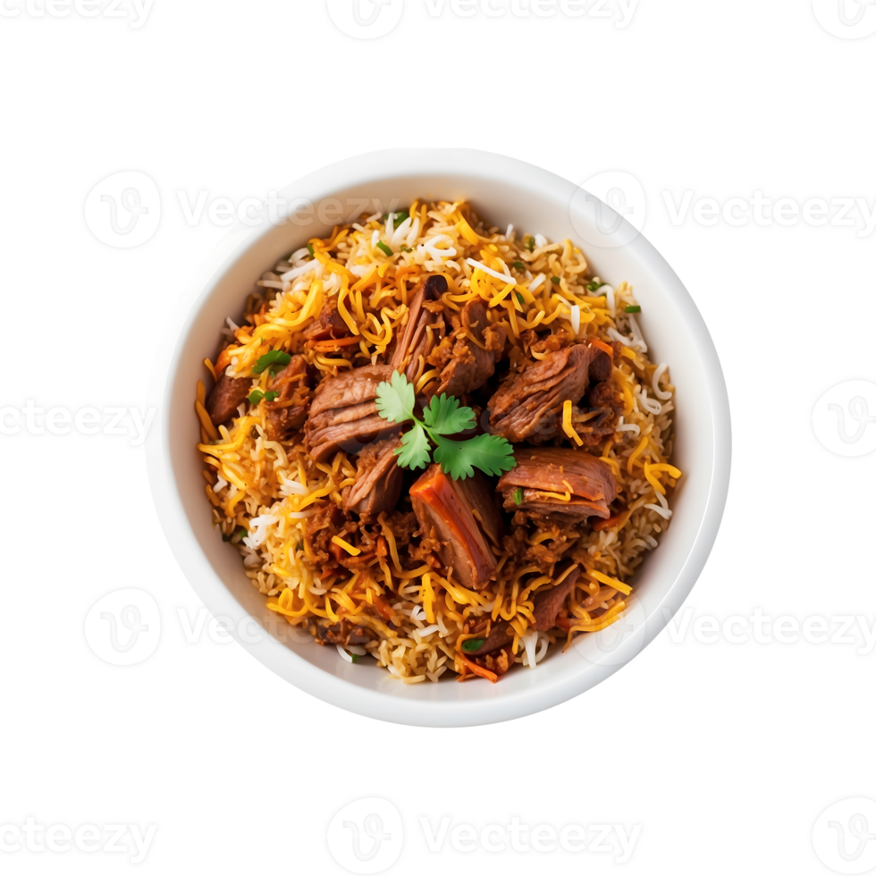 A Hot Tasty Tradition Delicious Beef Biryani Isolated on a Transparent Background png