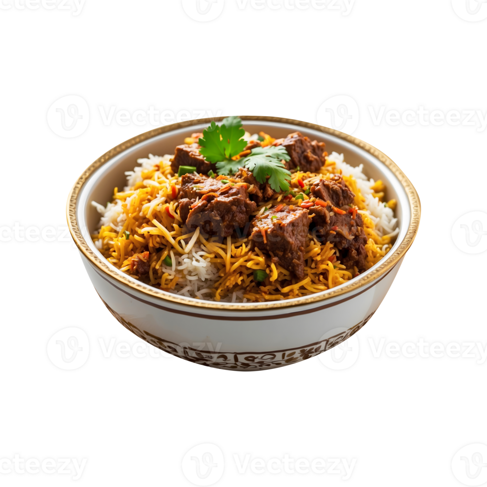 Iftar Special Delicious Beef Biryani Isolated on a Transparent Background png