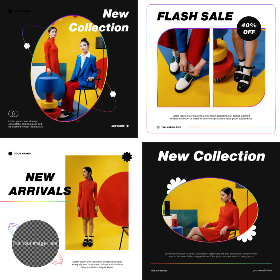 Set of Fashion Minimalist Design Social Media Post Template Bundle psd