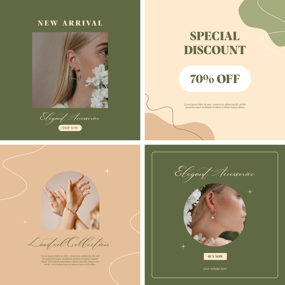 Elegant Accessories Promotion Minimalist Template Design Set Collection psd