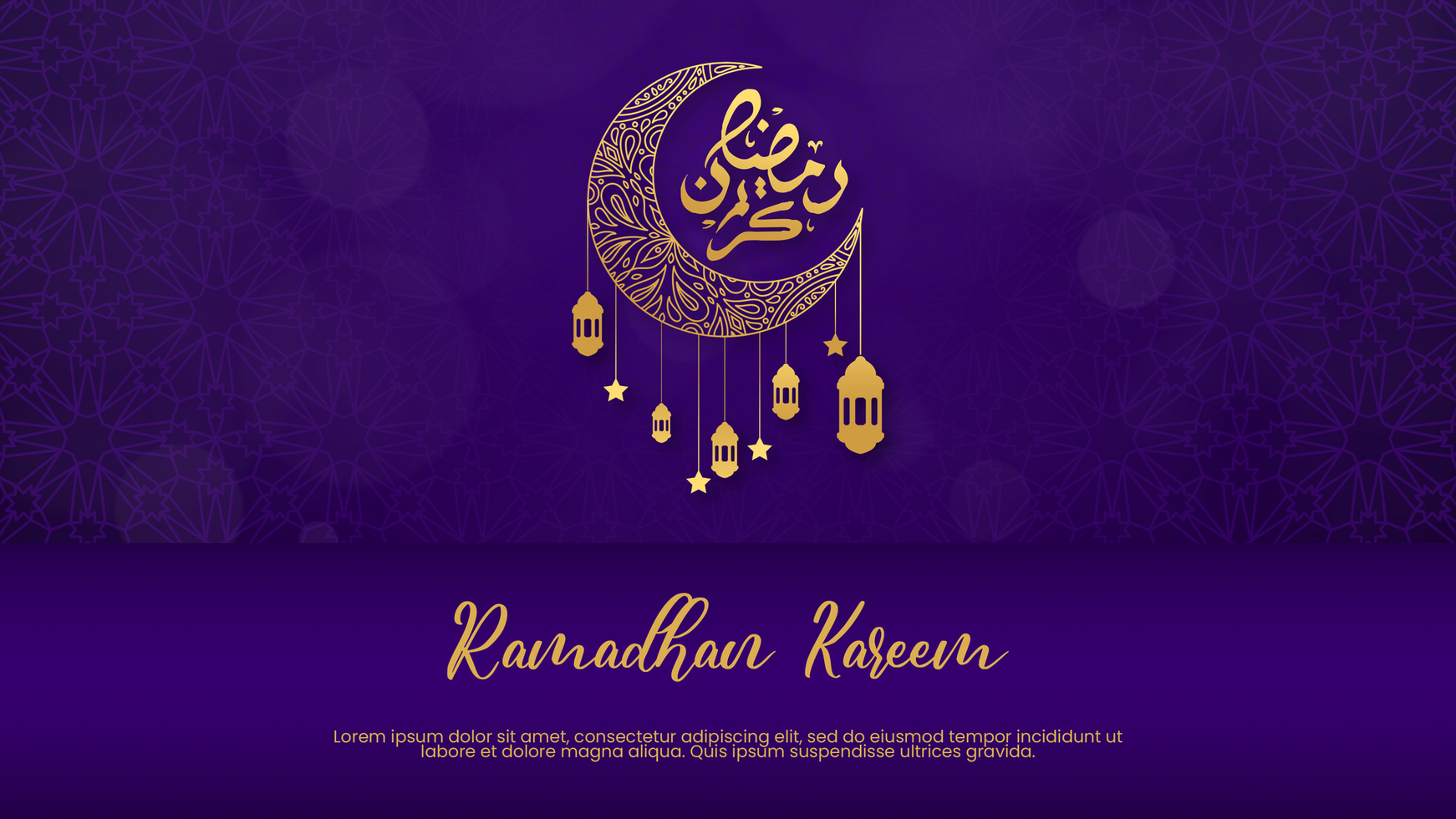 Ramadhan Kareem Purple Theme Greeting Postcard Minimalist Design Web Banner copy psd