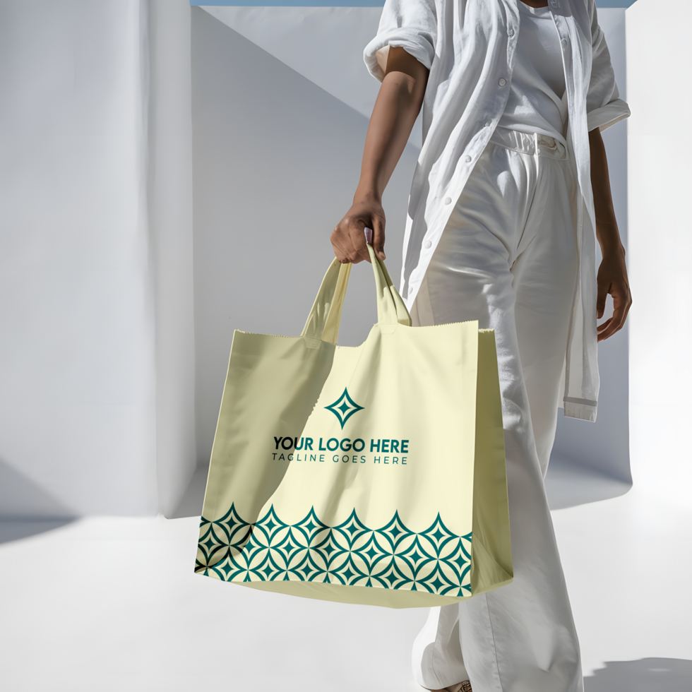 A Girl Holding Shopping Bag Mockup psd