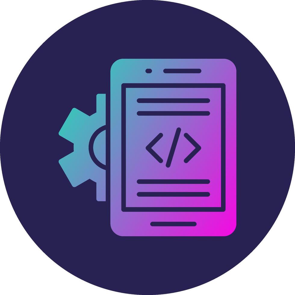 Mobile App Developer Glyph Gradient Circle Icon Design vector