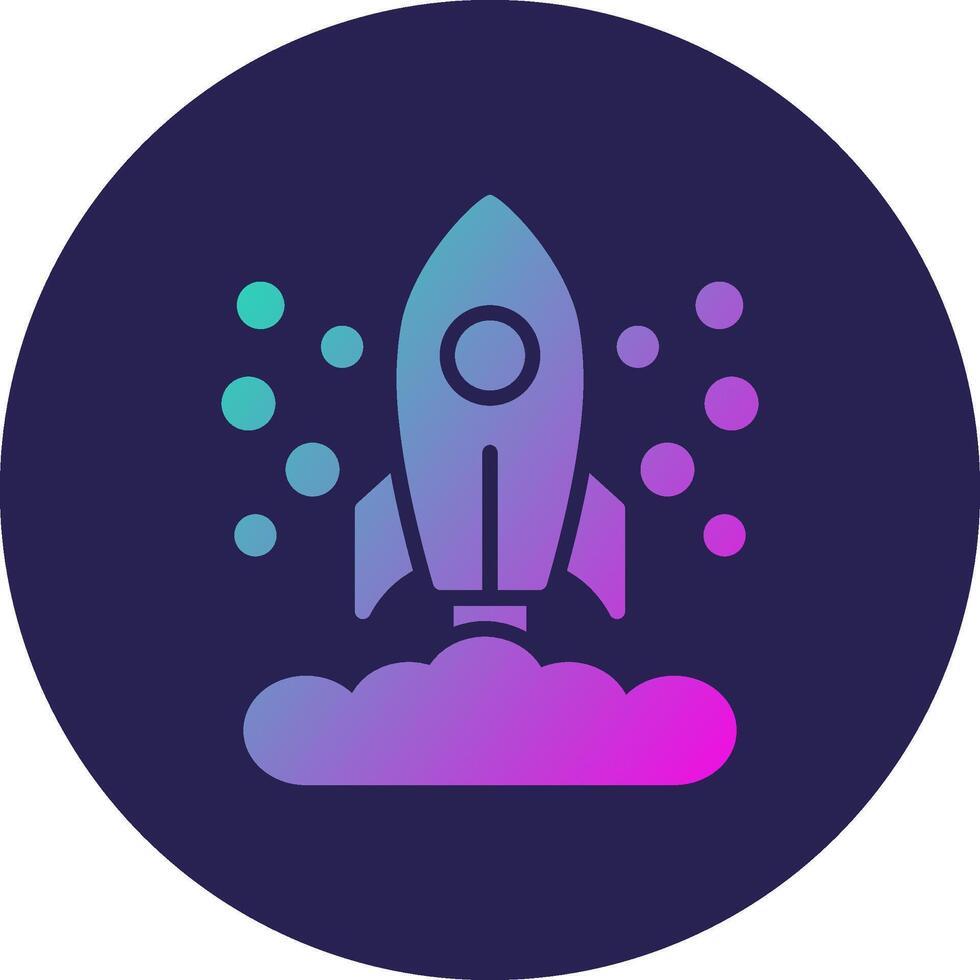 Rocket Launch Glyph Gradient Circle Icon Design vector