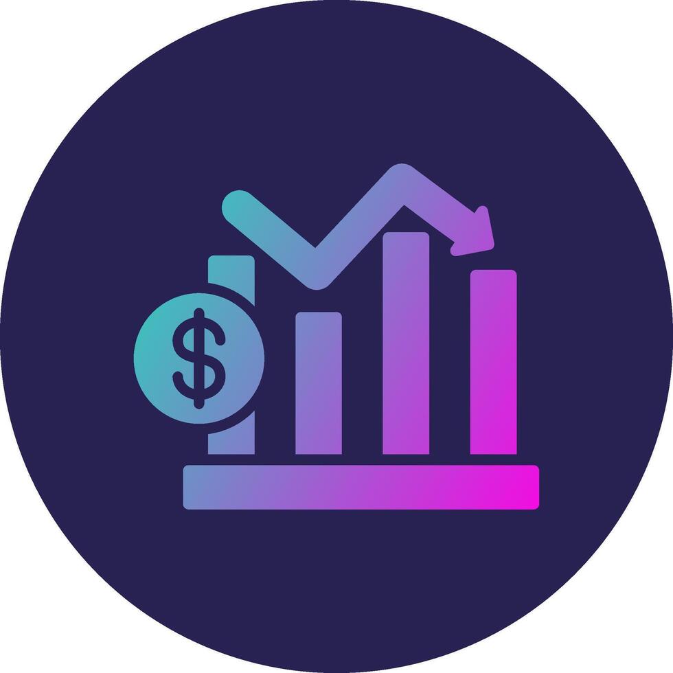 Recession Glyph Gradient Circle Icon Design vector