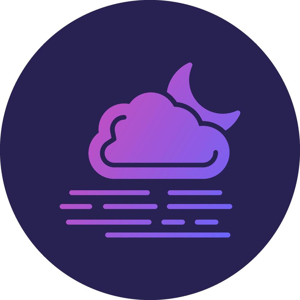 Foggy Night Glyph Gradient Circle Icon Design vector