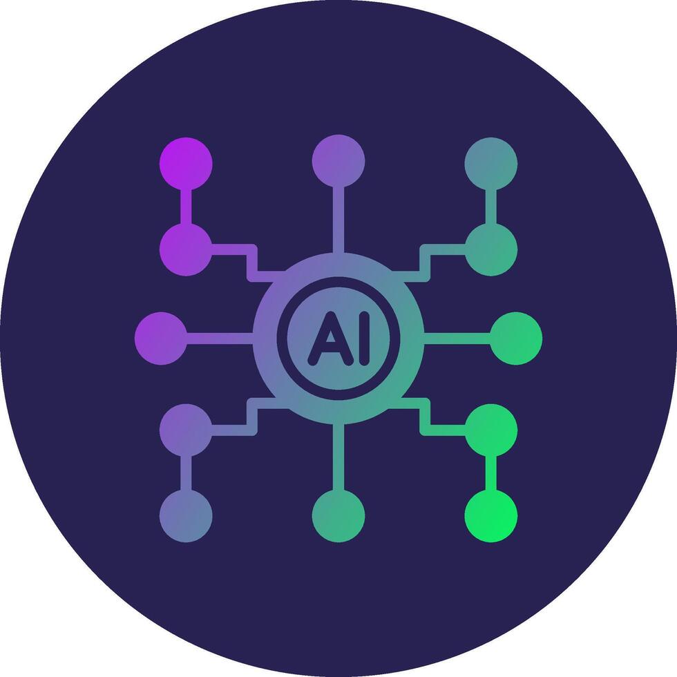 AI Glyph Gradient Circle Icon Design vector