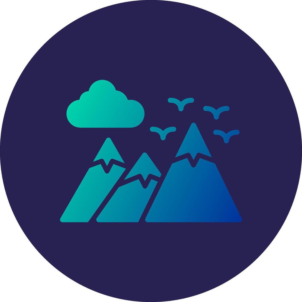 Mountain Glyph Gradient Circle Icon Design vector