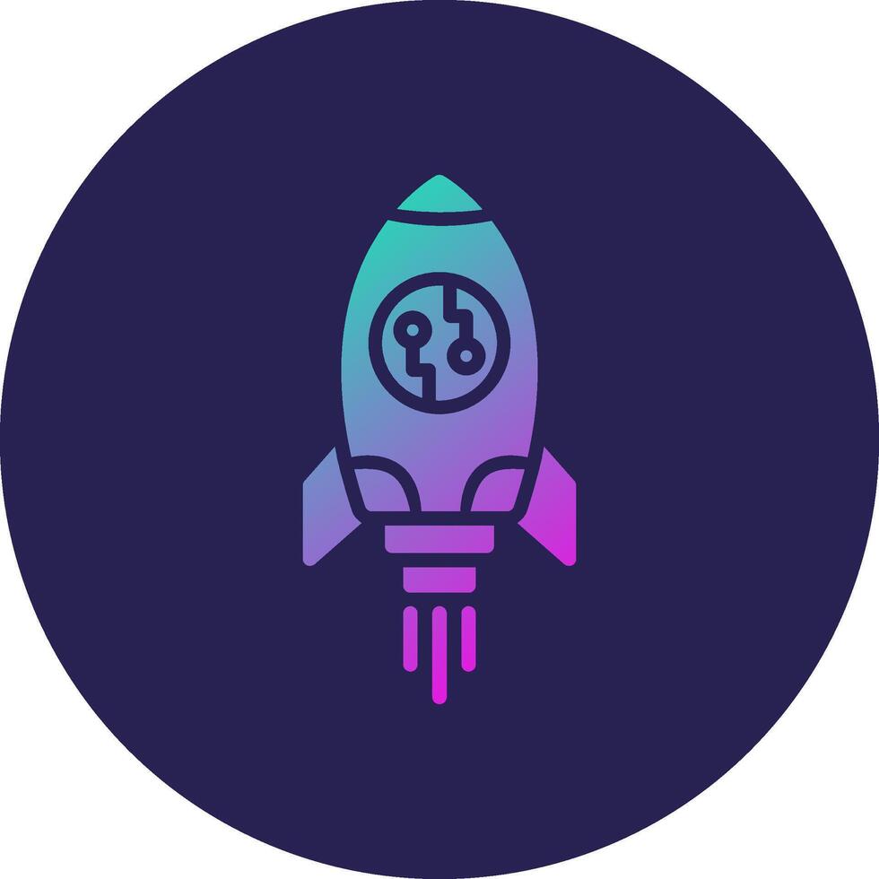Rocket Glyph Gradient Circle Icon Design vector