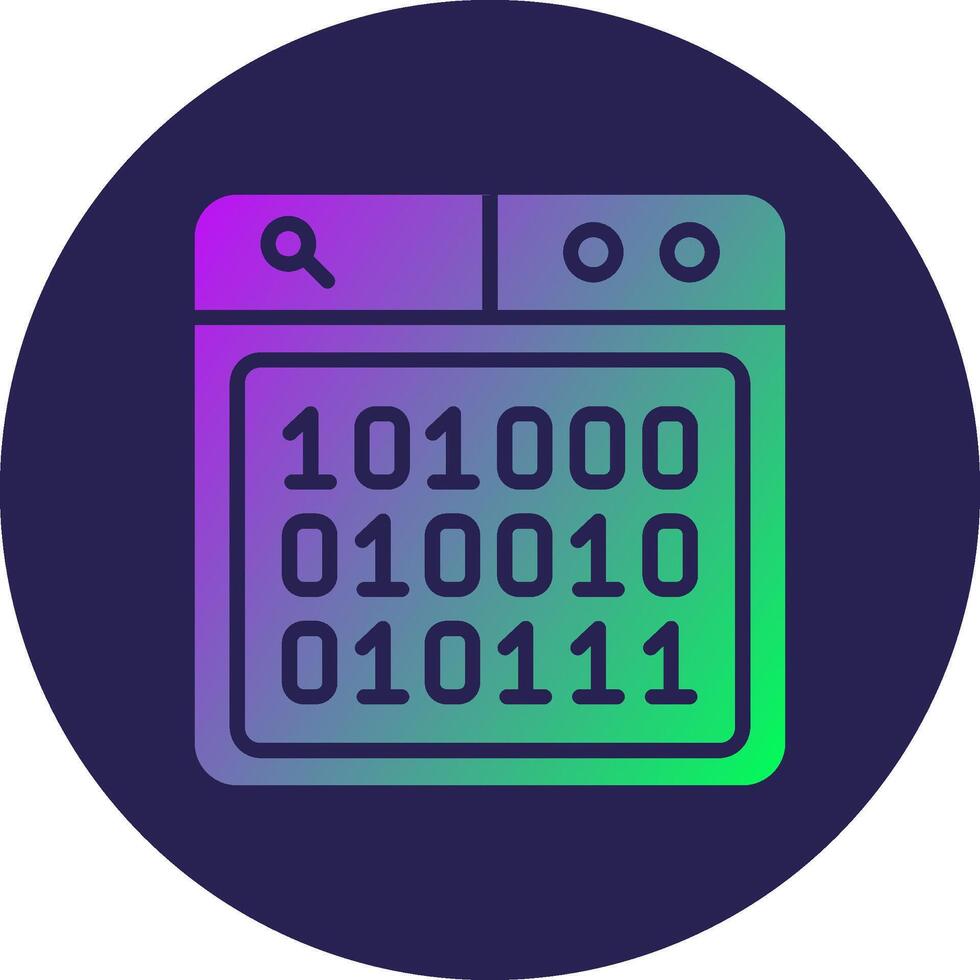 Binary Code Glyph Gradient Circle Icon Design vector