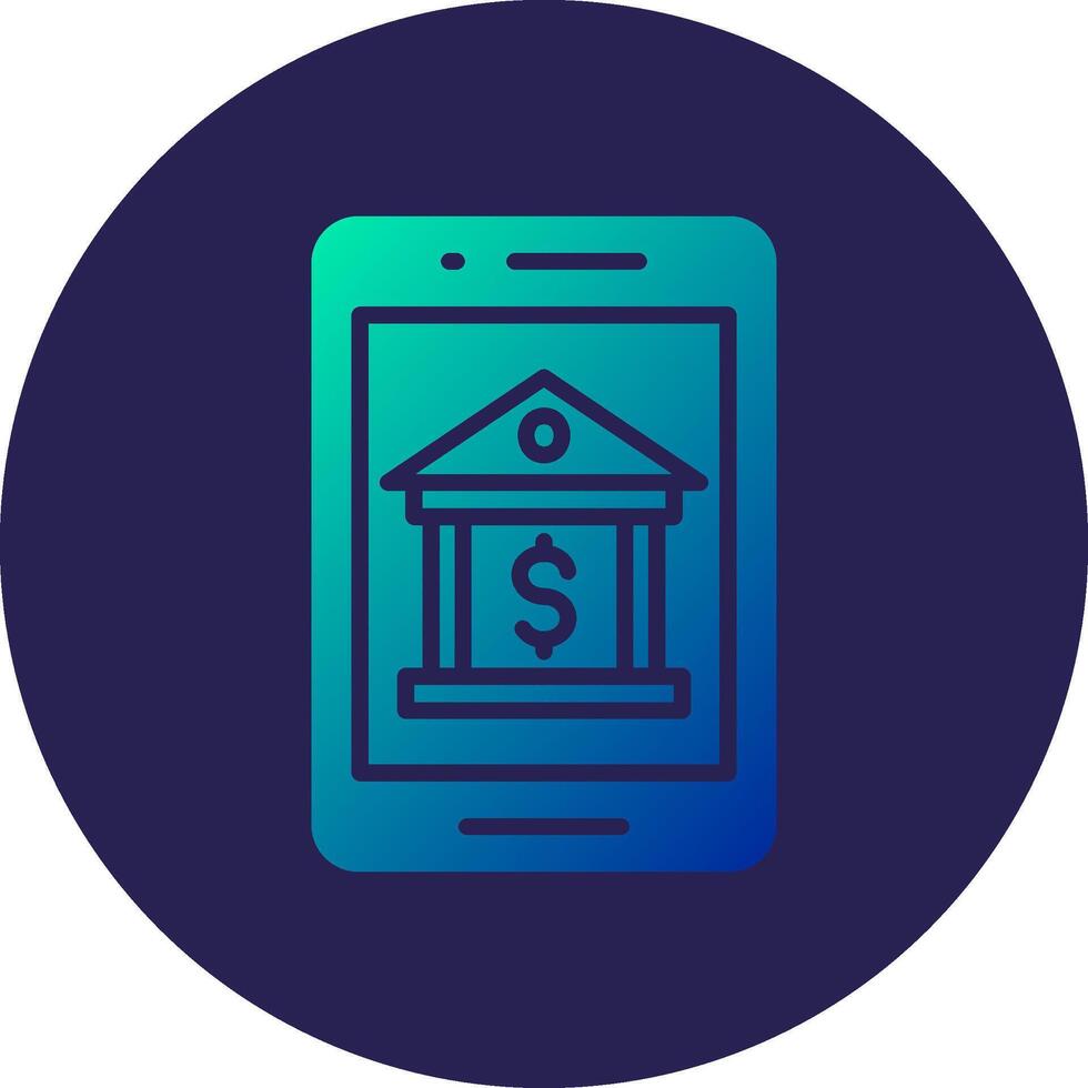 Mobile Banking Glyph Gradient Circle Icon Design vector